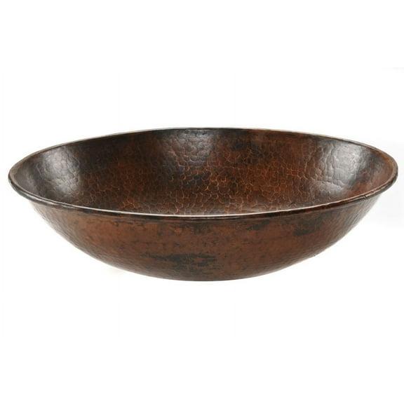 Premier Copper Products Vo17wdb 17" Oval Wired Rimmed Vessel Hammered Copper Sink - Bronze