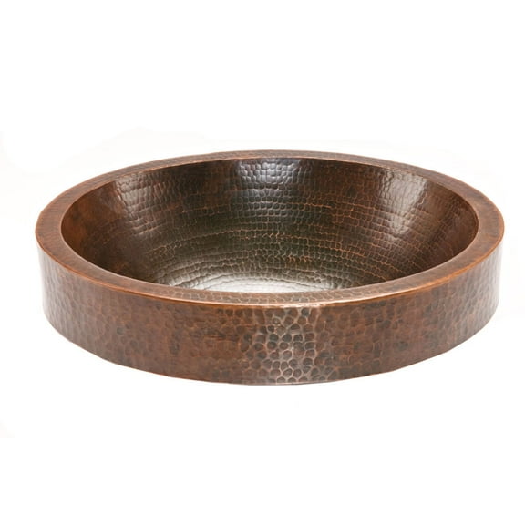 Premier Copper Products Vo18skdb 18" Oval Copper Vessel Bathroom Sink - Bronze