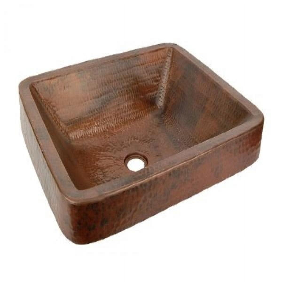 22" Hammered Copper Rectangle Skirted Vessel Sink