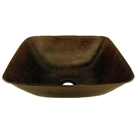 Premier Copper Products Vsq14bdb 14-1/2" Square Copper Vessel Bathroom Sink - Bronze