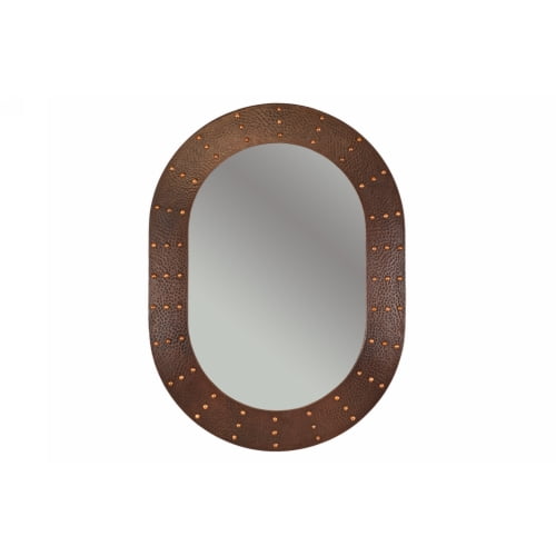 Premier Copper ProductsMFO3526-RI 35" Hand Hammered Oval Copper Mirror with Hand Forged Rivets
