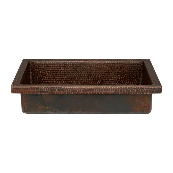 Premier Copper VREC20SK1DB 20" Rectangle Skirted Vessel Hammered Copper Sink
