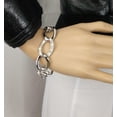 thumbnail image 1 of Premier Designs Large Silver Tone Crystal Curb Chain Bracelet Adjustable Womens, 1 of 3