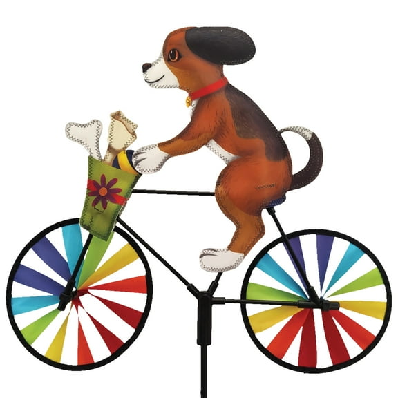 Bike Spinner Puppy 20"  Adorable Canine Design, Weather-Resistant Outdoor Decor, Durable & Lightweight for Patios, Yards, and Gardens - Eye-Catching Wind Spinner with Rotating Wheels