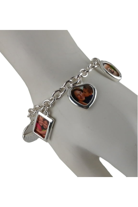 Silver Tone Photo Charm Bracelet for Women