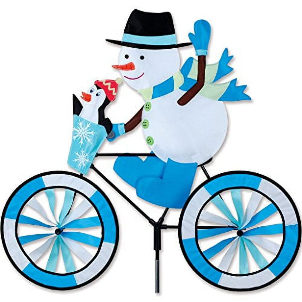 Festive Snowman and Penguin Bike Yard Spinner