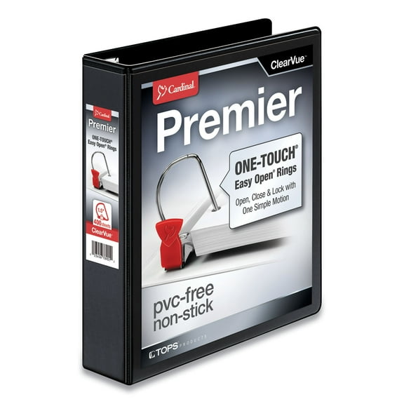 Premier Easy Open Clearvue Locking Slant-D Ring Binder, 3 Rings, 1.5" Capacity, 11 X 8.5, Black | Bundle of 5 Each