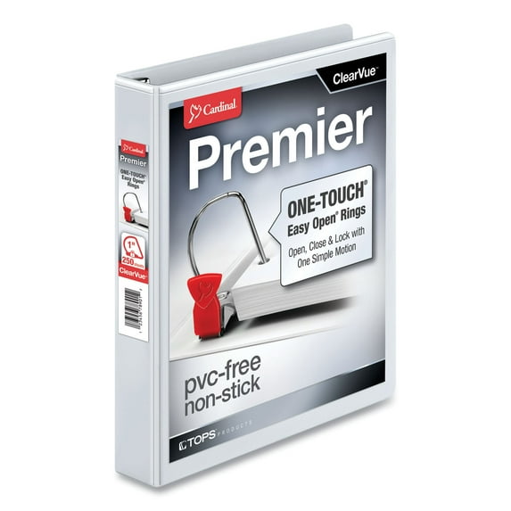 Premier Easy Open Clearvue Locking Slant-D Ring Binder, 3 Rings, 1" Capacity, 11 X 8.5, White | Bundle of 5 Each