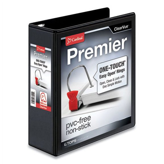 Premier Easy Open Clearvue Locking Slant-D Ring Binder, 3 Rings, 3" Capacity, 11 X 8.5, Black | Bundle of 10 Each
