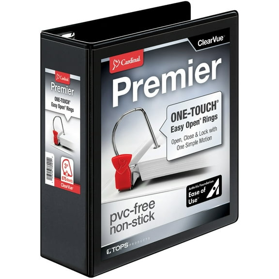 Premier Easy Open Clearvue Locking Slant-D Ring Binder, 3 Rings, 3" Capacity, 11 X 8.5, Black | Bundle of 5 Each
