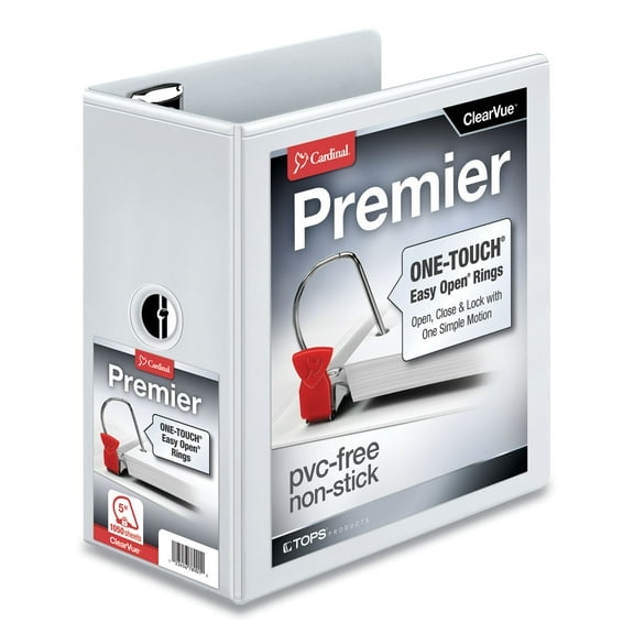 Premier Easy Open Clearvue Locking Slant-D Ring Binder, 3 Rings, 5" Capacity, 11 X 8.5, White | Bundle of 5 Each