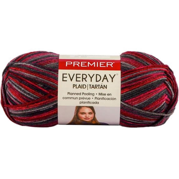 Premier Everyday Plaid Yarn - Red Black