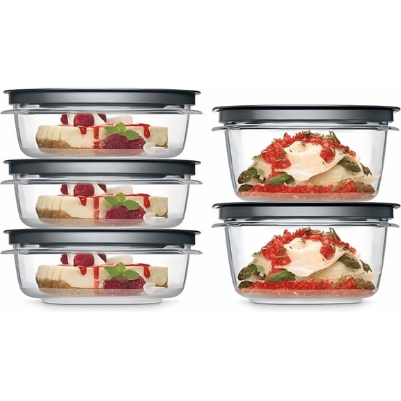 Premier Food Storage Container, 10 Piece Set, Grey, BPA-Free, Microwave & Dishwasher Safe
