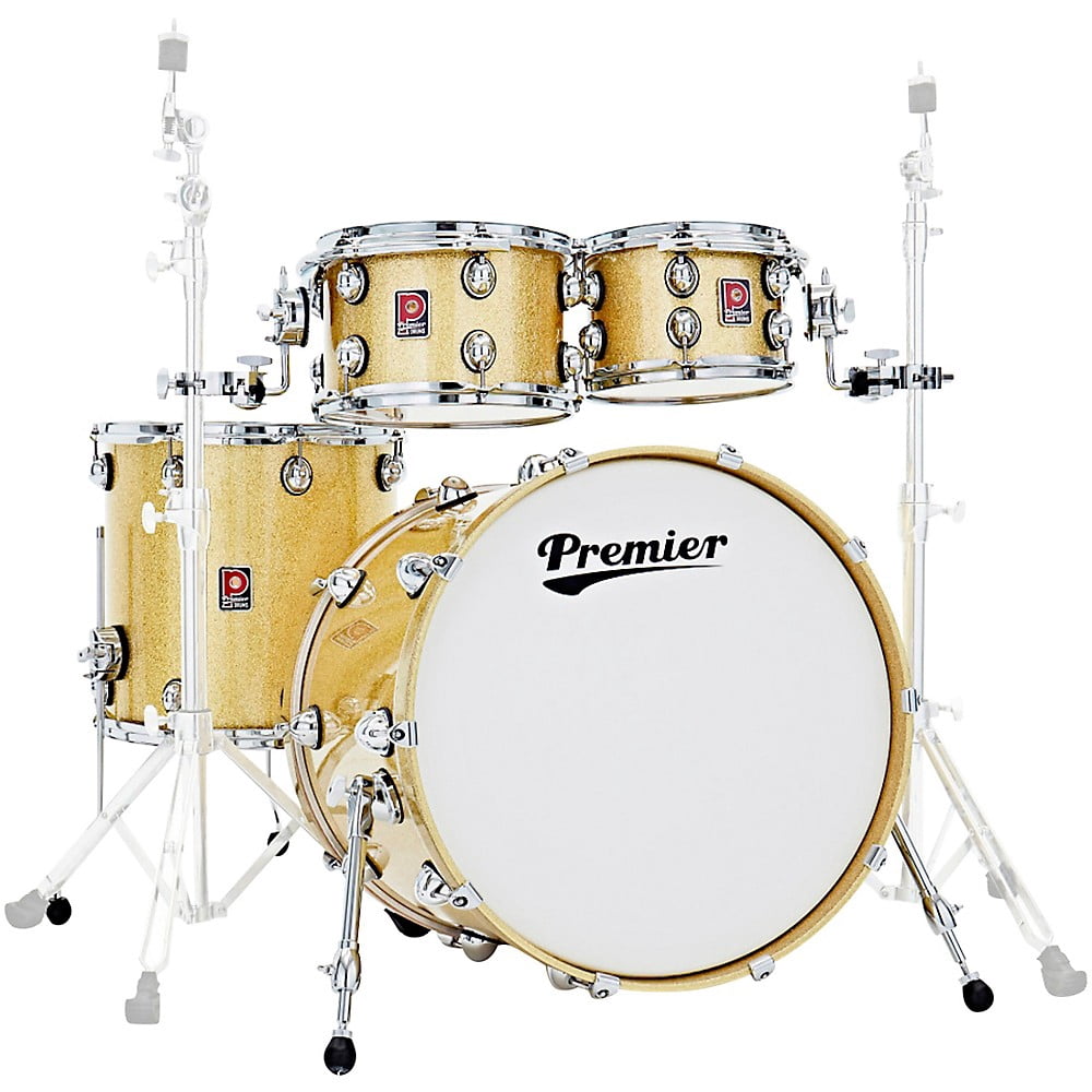 Premier Genista Classic Birch 4-Piece Shell Pack With 22" Bass Drum Vintage Gold Sparkle