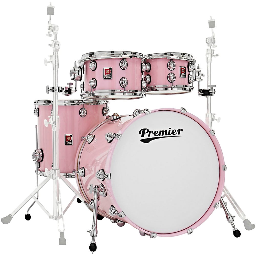 Premier Genista Maple 4-Piece Shell Pack With 22" Bass Drum Pink