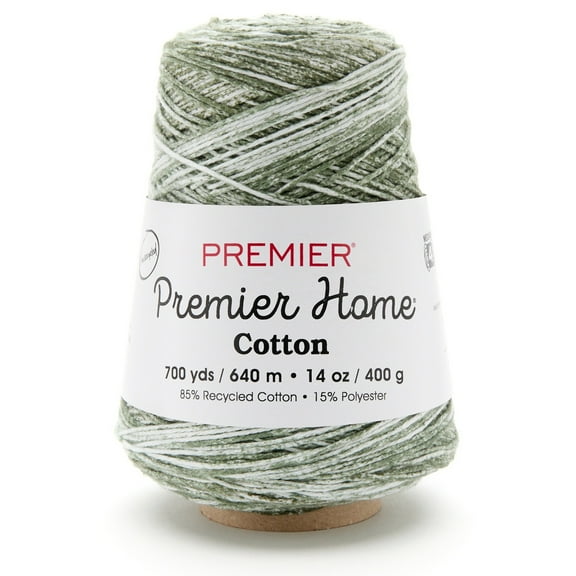 Premier Home Cotton Multi Yarn Cone-Moss Green Splash