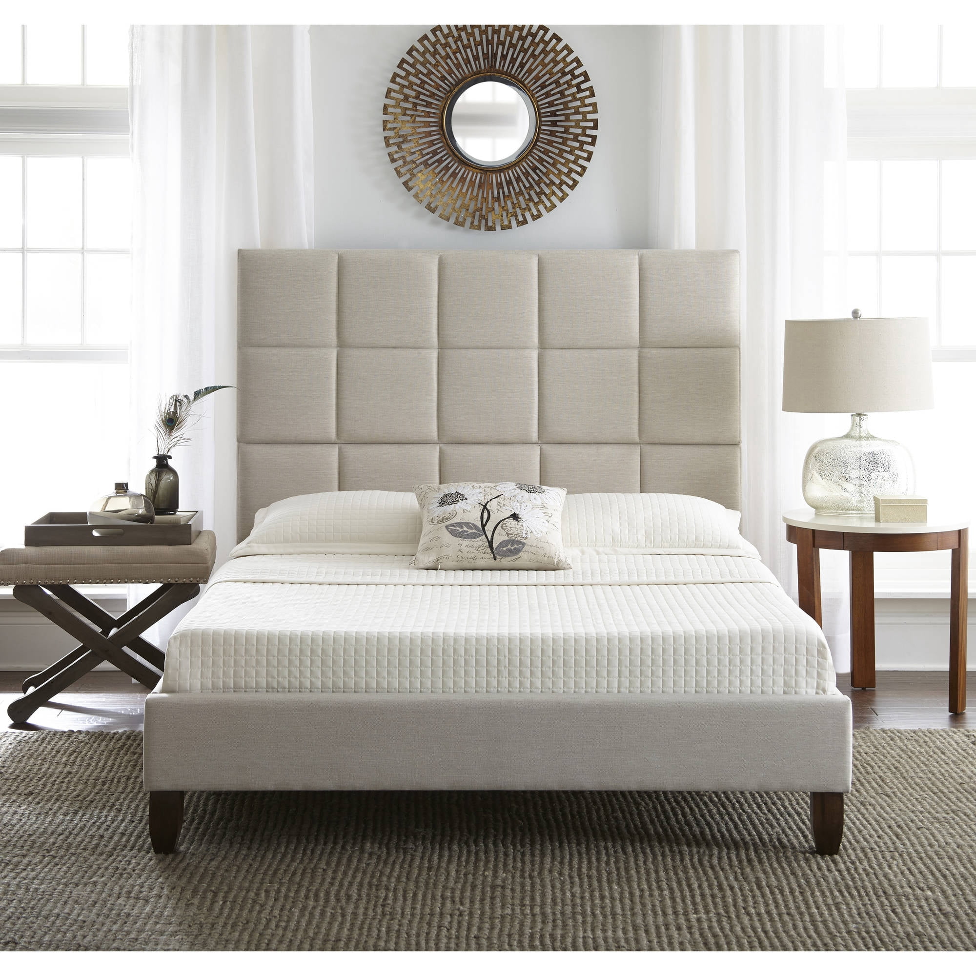 Premier Hope Queen Upholstered Platform Bed, Taupe