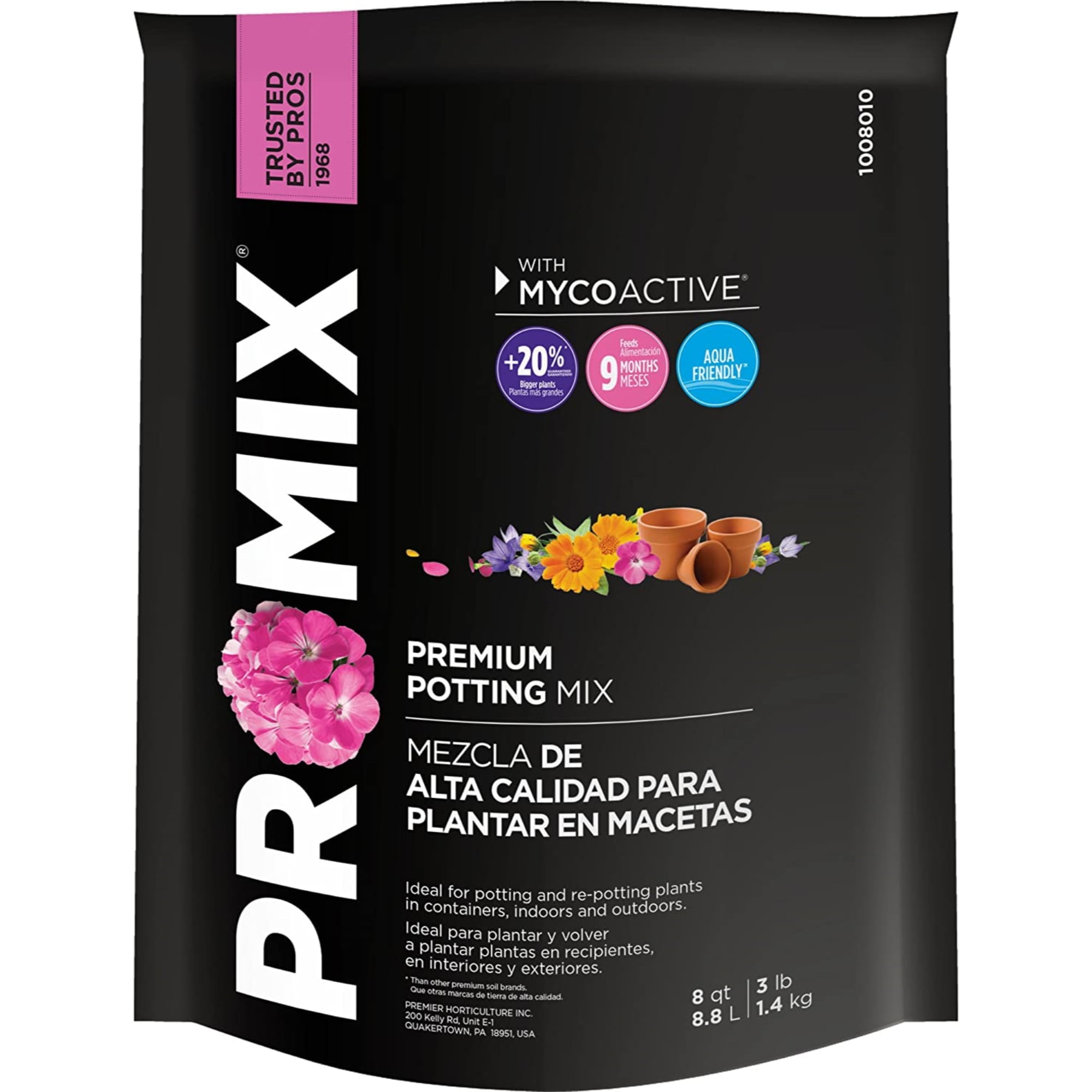Premier Horticulture Pro Mix Premium Potting Mix with Mycoactive, 8 quart