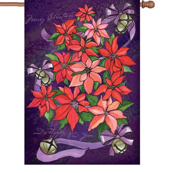 Premier House Size Flag - Poinsettia Topiary
