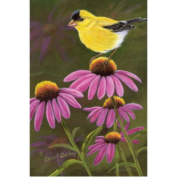 Premier Garden Size Flag - Goldfinch On Cone