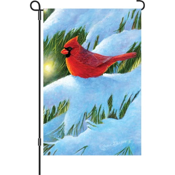 Premier Garden Size Flag - Winter Glow Cardinal