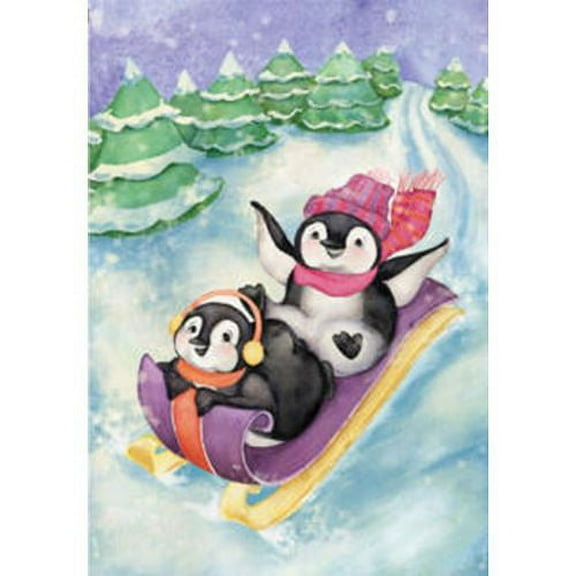 Premier House Size Flag - Sledding Fun