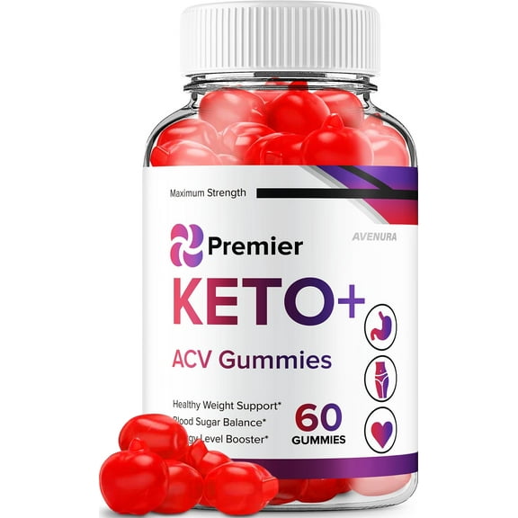 Premier Keto ACV Gummies - Official - Keto Premiere ACV Advanced Formula Plus Apple Cider Vinegar Dietary Supplement B12 Beet Root Juice Men Women 60 Gummies