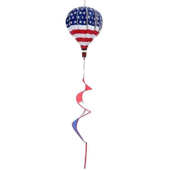 Premier Kites 18 Pop-Open Hot Air Balloon Patriotic Durable Oxford Fabric, Reinforced Fiberglass Frame, Easy Click-Lock Assembly, Heavy-Duty Non-Tangle Hub, Outdoor Wind Spinner Decoration
