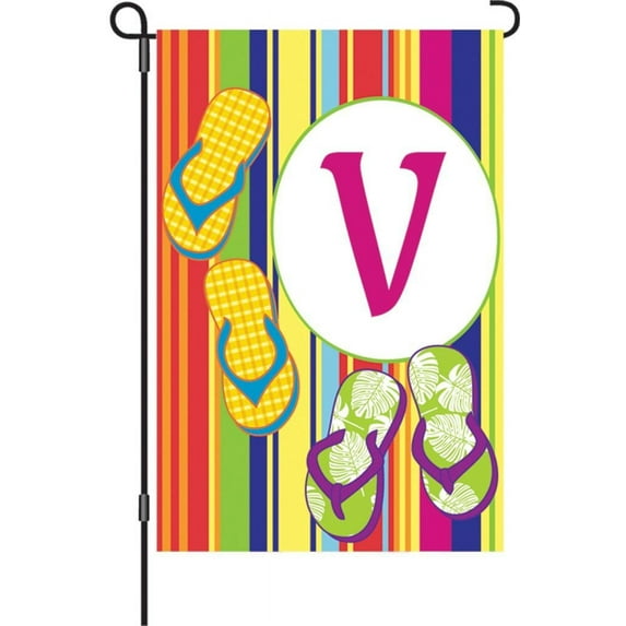 Premier Kites 51461 Summer Monogram Garden Flag, Letter V, 12-Inch
