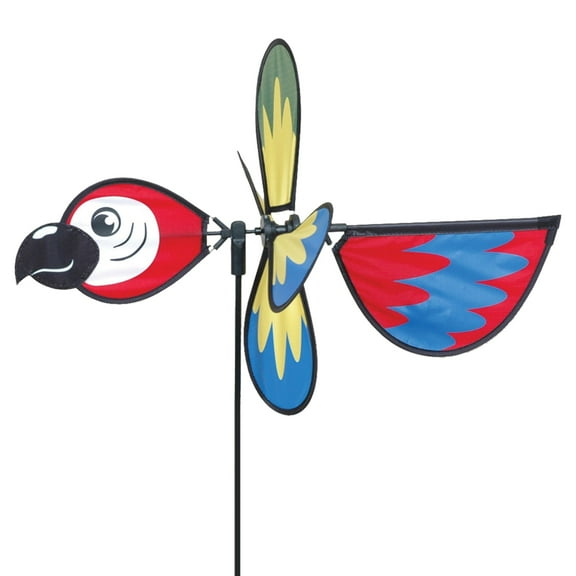 Premier Kites Petite Spinner Parrot  Whimsical Wind Spinner for Yard & Garden, Durable Weather-Resistant Fabric, Easy to Assemble, Outdoor Decor for Patios, Lawns, & Fairy Lovers