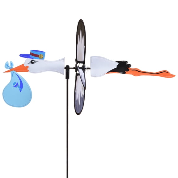 Premier Kites Petite Spinner Stork Boy Whimsical Wind Spinner for Yard & Garden, Durable Weather-Resistant Fabric, Easy to Assemble, Outdoor Decor for Patios, Lawns, Yards, and More