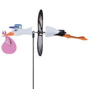 Premier Kites Petite Spinner Stork Girl   Whimsical Wind Spinner for Yard & Garden, Durable Weather-Resistant Fabric, Easy to Assemble, Outdoor Decor for Patios, Lawns, Yards, and More