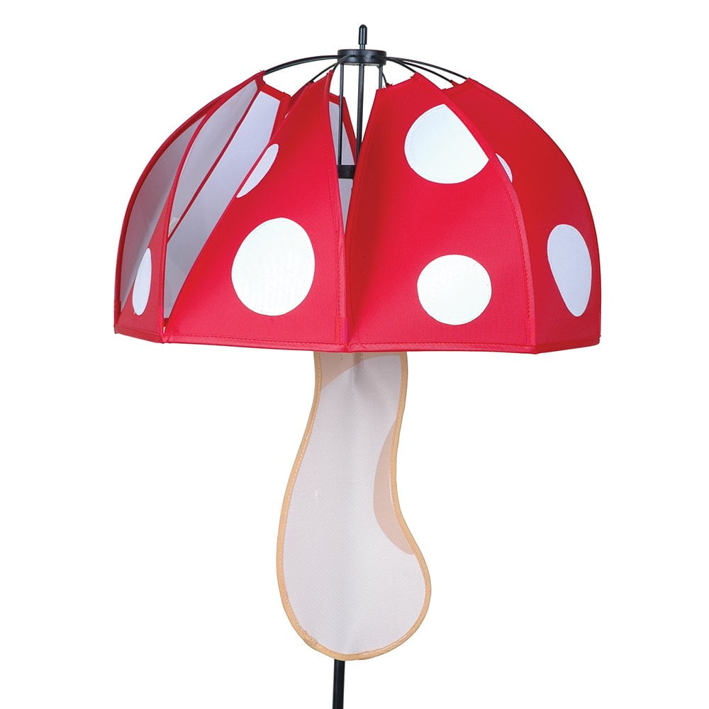 Red Polka Dot Nylon Mushroom Garden Spinner