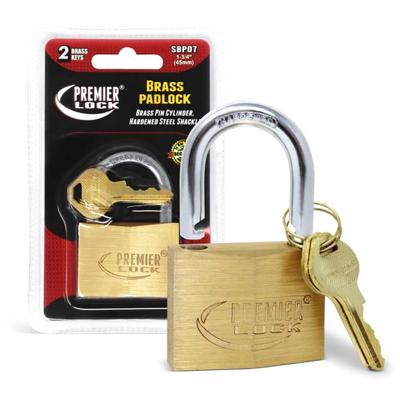 Premier Lock 1-3/4" Polished Brass Diamond Padlock 2 Keys