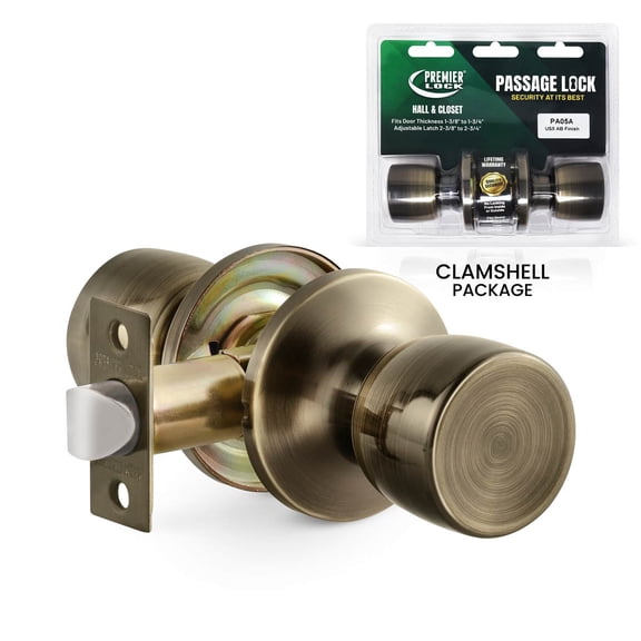 Premier Lock Antique Brass Tulip Passage Lockset