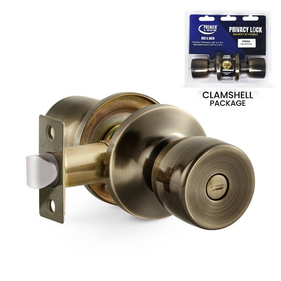 Premier Lock Antique Brass Tulip Privacy Lockset