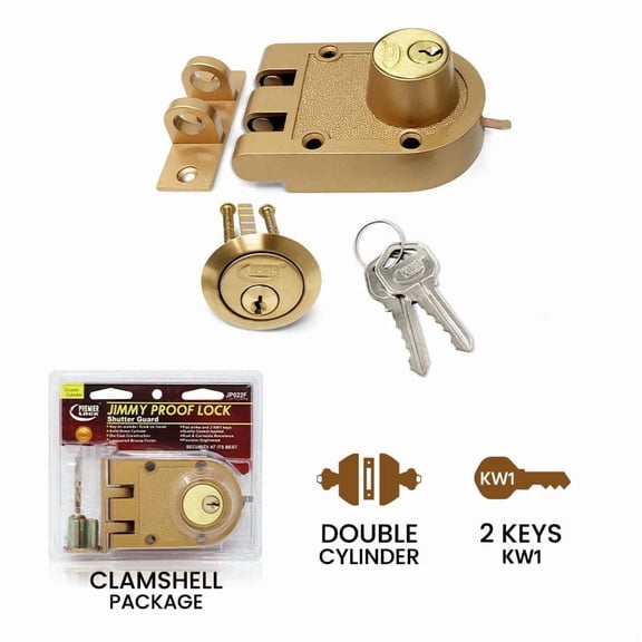 Premier Lock Jimmy Proof Double Cylinder Deadbolt Bronze 2 KW1