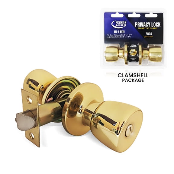 Premier Lock Solid Brass Tubular Privacy Knob Carded