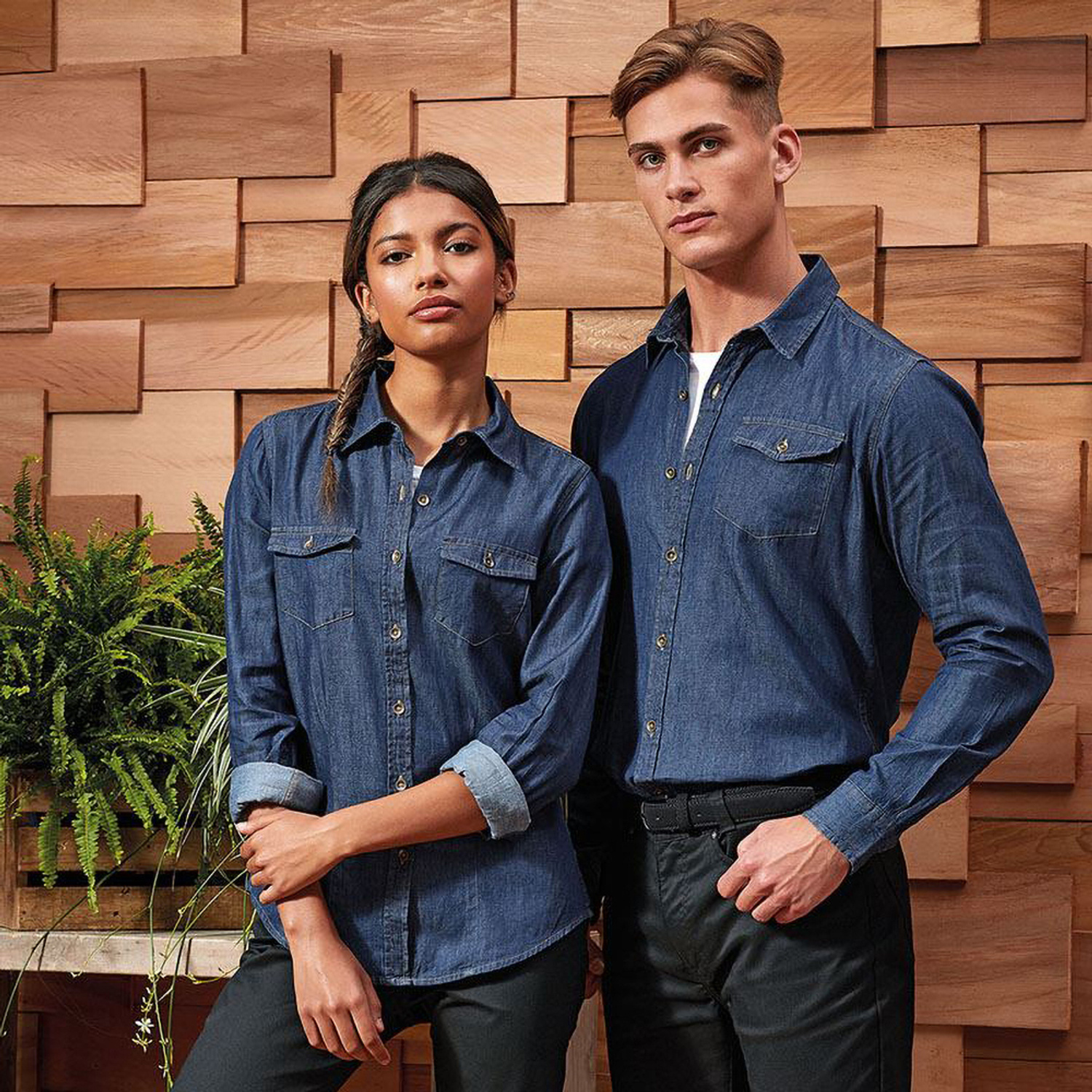 MEN'S WOVEN JEANS LONG SLEEVE SHIRT