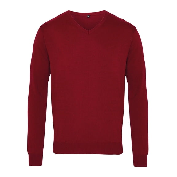 Premier Mens Knitted Cotton Acrylic V Neck Sweatshirt