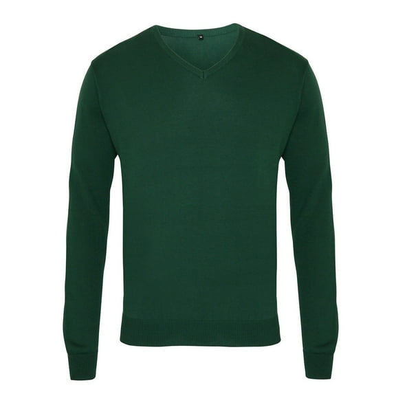 Premier Mens Knitted Cotton Acrylic V Neck Sweatshirt