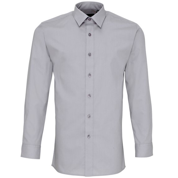 Premier Mens Long Sleeve Fitted Poplin Work Shirt
