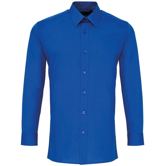 Premier Mens Long Sleeve Fitted Poplin Work Shirt