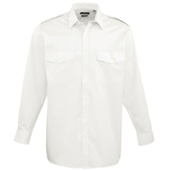 Premier Mens Long Sleeve Pilot Plain Work Shirt