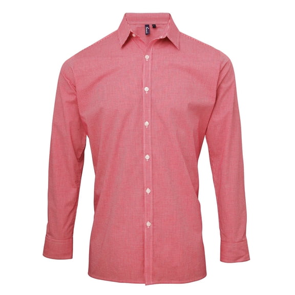Premier Mens Microcheck Long Sleeve Shirt