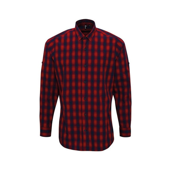 Premier Mens Mulligan Checked Cotton Long-Sleeved Shirt