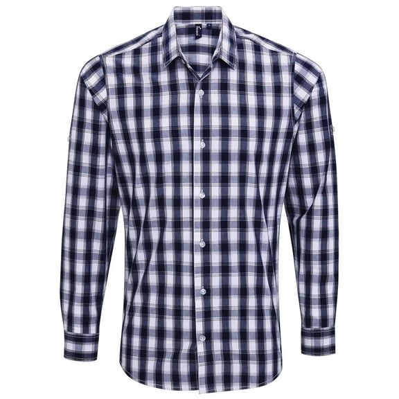 Premier Mens Mulligan Checked Cotton Long-Sleeved Shirt