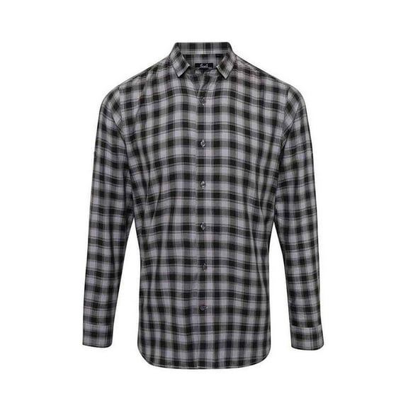 Premier Mens Mulligan Checked Cotton Long-Sleeved Shirt