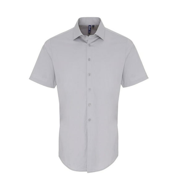 Premier Mens Poplin Stretch Short-Sleeved Shirt
