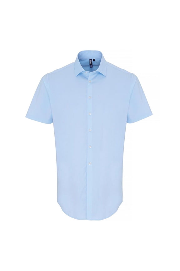 Premier Mens Poplin Stretch Short-Sleeved Shirt